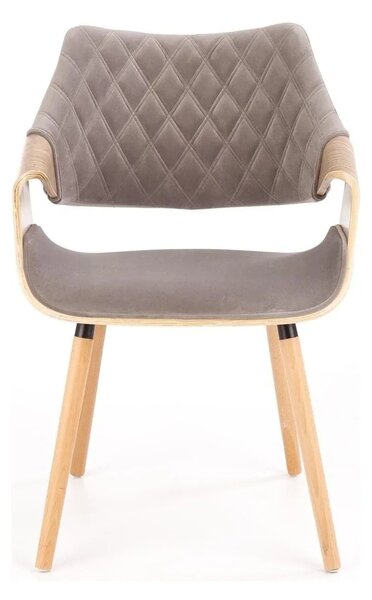 Scaun tapitat K396, stejar/gri, stofa catifelata/placaj, 56x55x77 cm