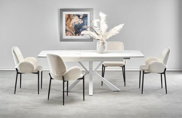 Masa extensibila VIVALDI, alb, ceramica/metal, 160/200x90x78 cm