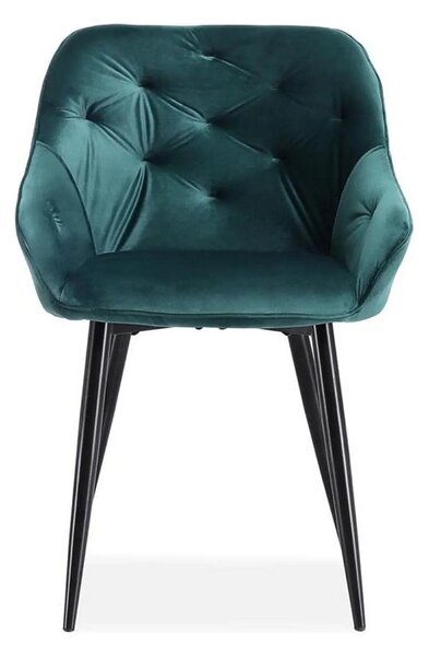 Scaun K487, verde inchis/negru, stofa catifelat/metal, 56x65x81 cm