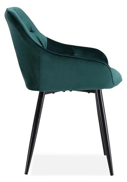 Scaun K487, verde inchis/negru, stofa catifelat/metal, 56x65x81 cm