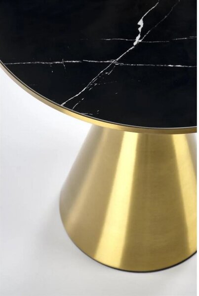 Masuta cafea TRIBECA, negru/auriu, ceramica/otel, 50x50x52 cm