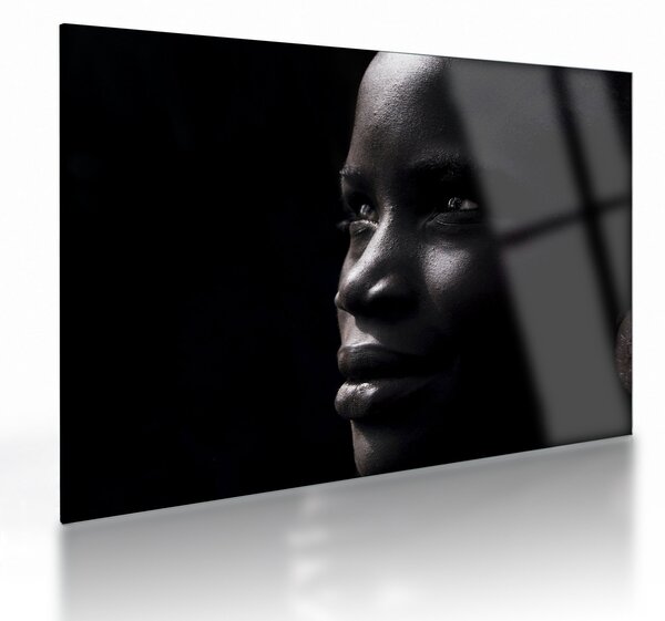 Tablou pe sticlă - Femeie africană (70x50 cm)