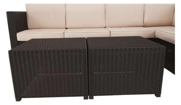 KONDELA Set de grădină din rattan, 3 piese, maro/bej, RODEN