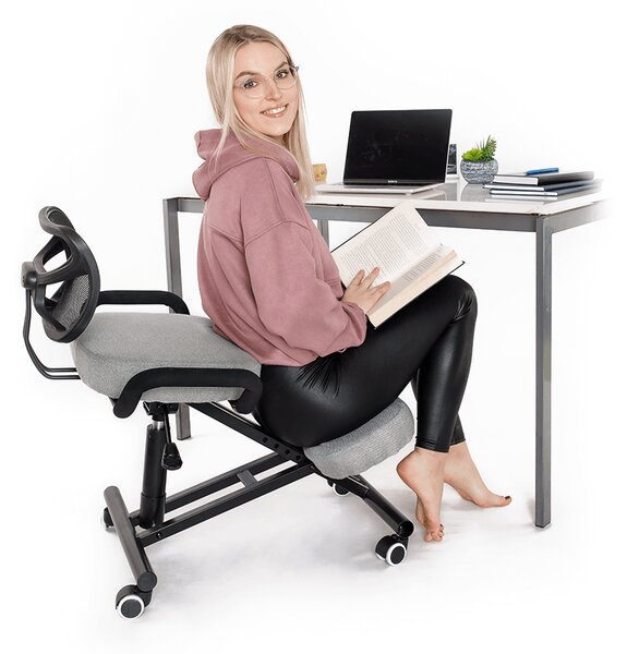 KONDELA Scaun de îngenunchiere ergonomic, gri-maro Taupe / negru, RUFUS