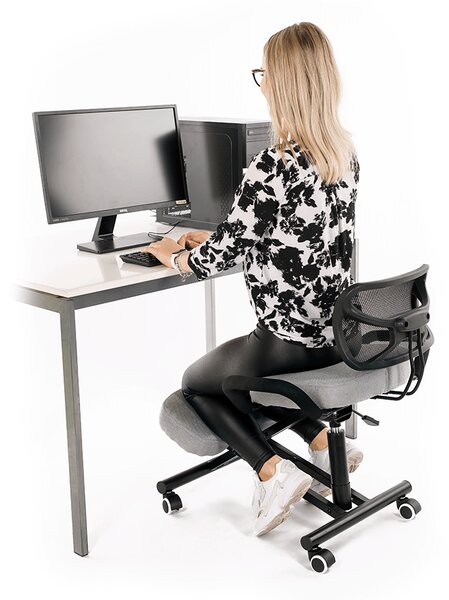 KONDELA Scaun de îngenunchiere ergonomic, gri-maro Taupe / negru, RUFUS