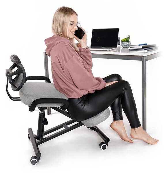 KONDELA Scaun de îngenunchiere ergonomic, gri-maro Taupe / negru, RUFUS