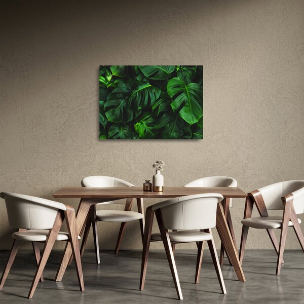 Tablou pe sticlă cu frunze Monstery (70x50 cm)