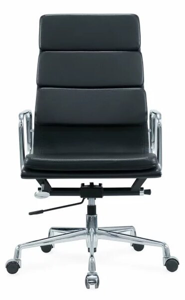 Scaun de birou ergonomic Qualia ,reglabil din piele ecologica neagra si cadru din aluminiu ,dimensiuni 590*500*1060-1150 mm