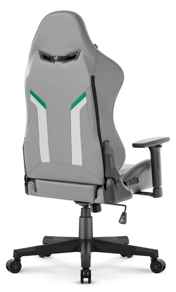 Scaun ergonomic de gaming HC-2002, cu o capacitate de încărcare de 150 kg – gri cu detalii verzi