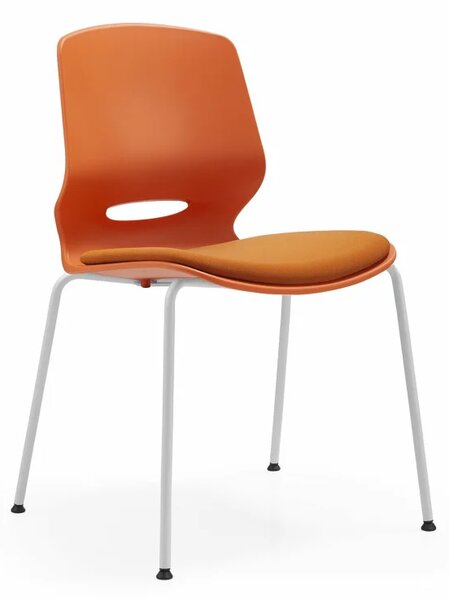 Scaun pentru birou ergonomic Seren , fix cu picioare metalice ,culoare:portocaliu, dimensiuni 400*440*835 mm