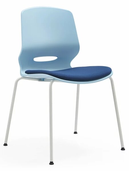 Scaun pentru birou ergonomic Seren , fix cu picioare metalice ,culoare:albastru, dimensiuni 400*440*835 mm