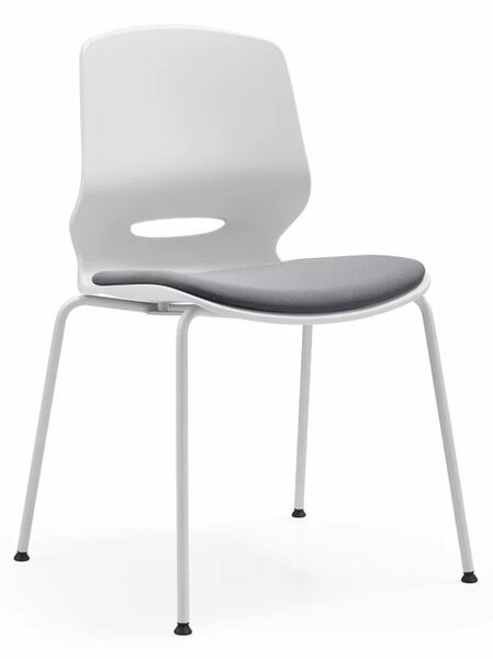 Scaun pentru birou ergonomic Seren , fix cu picioare metalice ,culoare:alb , dimensiuni 400*440*835 mm