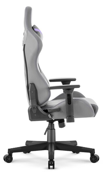 Scaun ergonomic de gaming HC-2002, cu o capacitate de încărcare de 150 kg – gri cu detalii violet