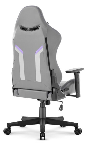 Scaun ergonomic de gaming HC-2002, cu o capacitate de încărcare de 150 kg – gri cu detalii violet