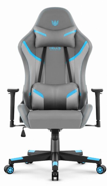 Scaun ergonomic de gaming HC-2002, cu o capacitate de încărcare de 150 kg – gri cu detalii albastre