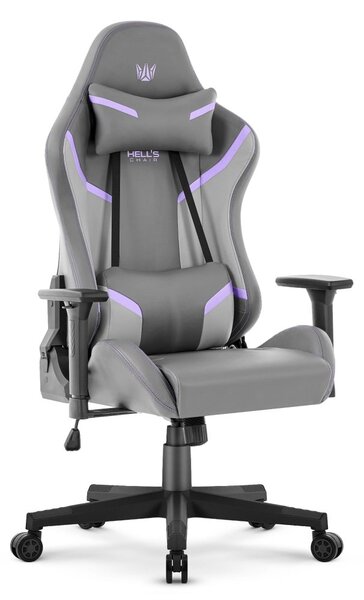 Scaun ergonomic de gaming HC-2002, cu o capacitate de încărcare de 150 kg – gri cu detalii violet