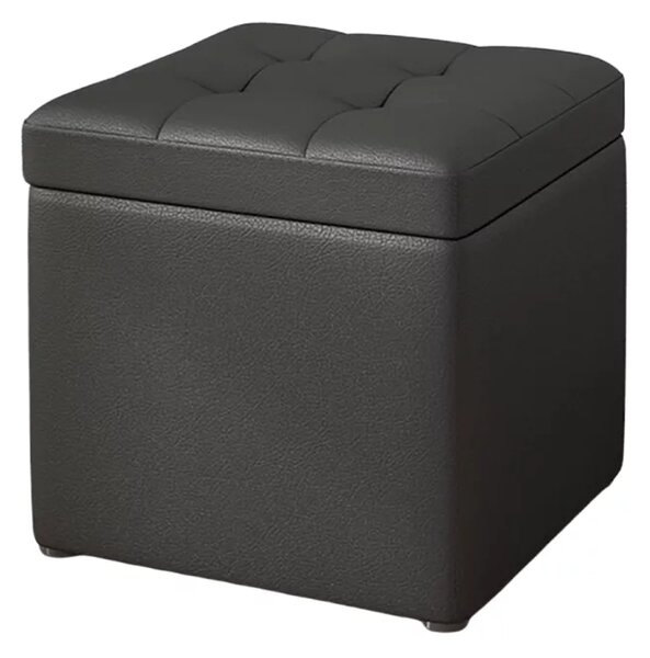 Taburet cu spațiu de depozitare, 30x30x35cm, Negru – Design modern din MDF, PU și burete