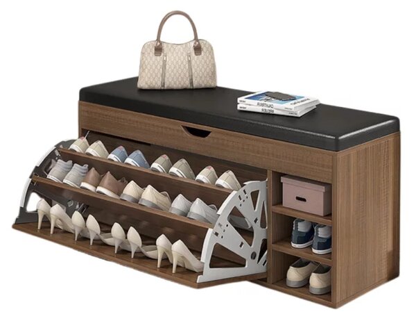 Dulap pentru pantofi cu bancă – Design modern și elegant, 100x34x50 cm, culoare maro, ideal pentru organizare și confort