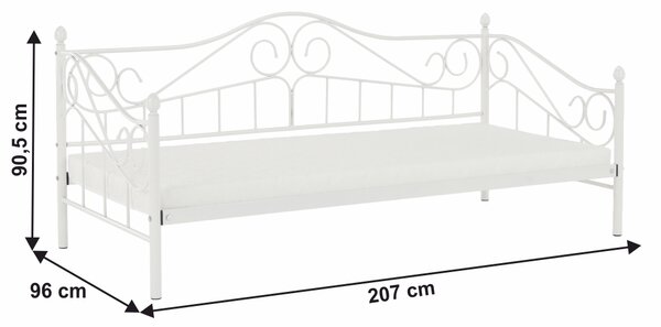 KONDELA Pat metalic, alb, 90x200, DAINA