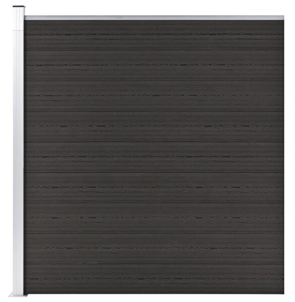 Panou de gard, negru, 175x186 cm, WPC