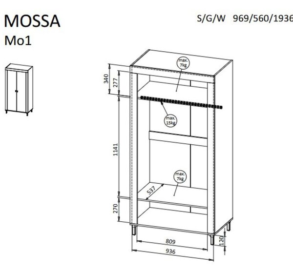 Dulap Mossa Mo1, negru
