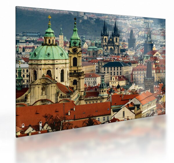 Tablou pe sticlă - Panorama din Praga (70x50 cm)