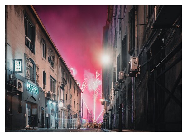 Tablou pe sticlă - Artificii din Marseille (70x50 cm)
