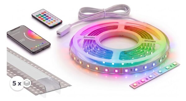 SET 1x bandă LED RGBW NEO LITE LED/24W/230V 5 m IP65 Wi-Fi + 5x profil de 1 m + telecomandă