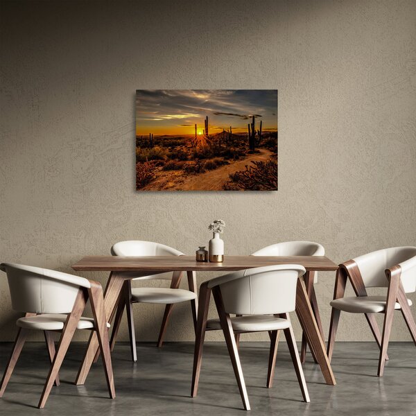 Tablou pe sticlă - Sfărșit de zi în deșertul Arizona (70x50 cm)