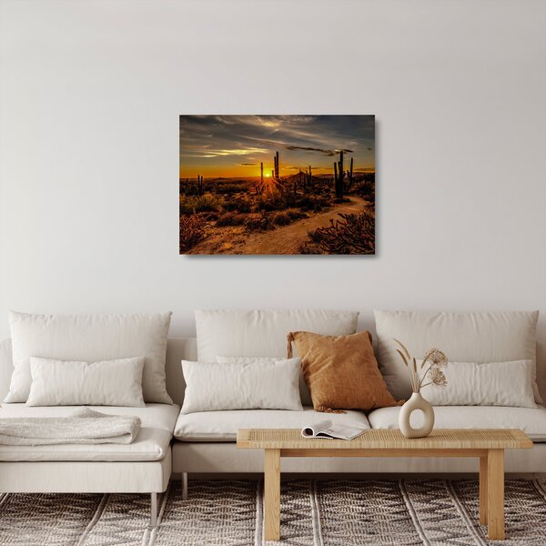 Tablou pe sticlă - Sfărșit de zi în deșertul Arizona (70x50 cm)