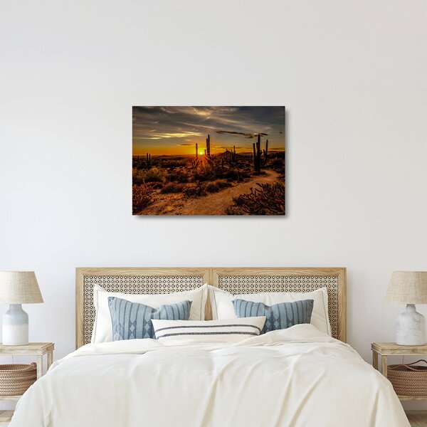 Tablou pe sticlă - Sfărșit de zi în deșertul Arizona (70x50 cm)