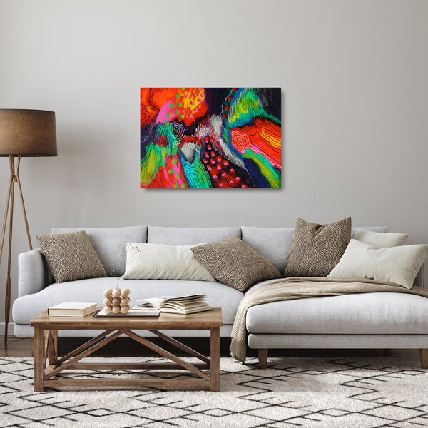 Tablou pe sticlă abstract - culori (70x50 cm)