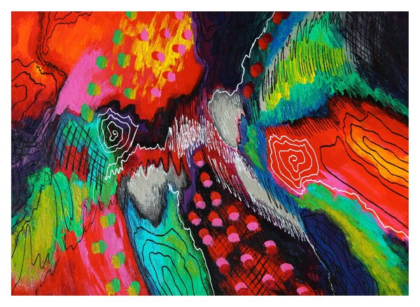 Tablou pe sticlă abstract - culori (70x50 cm)