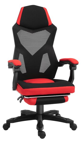 Vinsetto Scaun de Birou Ergonomic și Reclinabil cu Suport pentru Picioare Negru și Roșu | Aosom Romania
