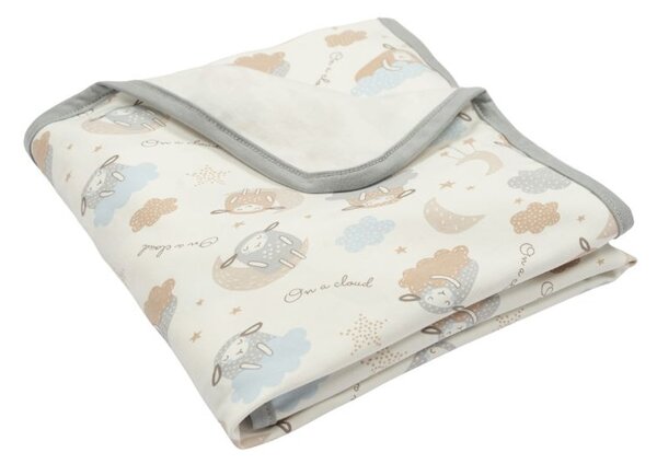Set 2 paturici din bumbac flausat moale si pufos pe interior 85x85 cm Kidizi On a Cloud Grey