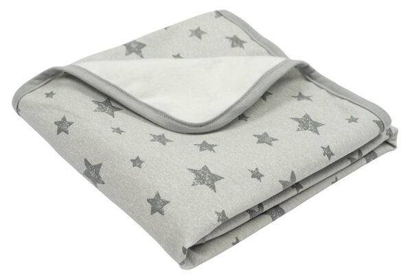 Paturica bebe din bumbac flausat moale si pufos pe interior 85x85 cm Kidizi Galaxy Grey