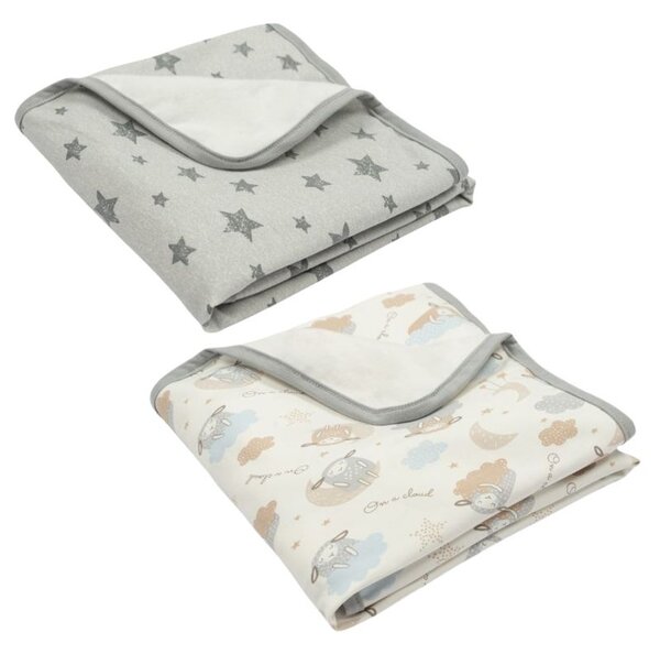 Set 2 paturici din bumbac flausat moale si pufos pe interior 85x85 cm Kidizi On a Cloud Grey