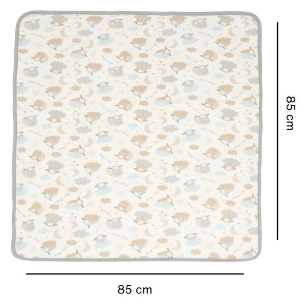 Set 2 paturici din bumbac flausat moale si pufos pe interior 85x85 cm Kidizi On a Cloud Grey