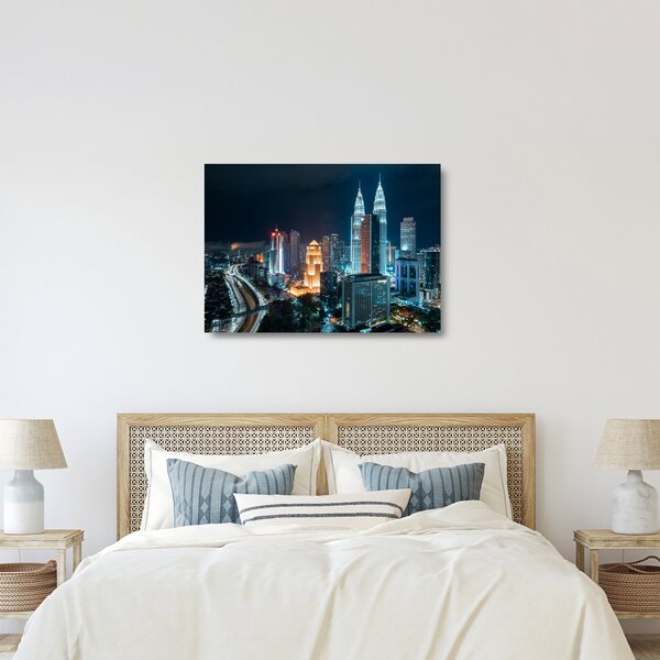 Tablou pe sticlă - Noaptea în Kuala Lumpur (70x50 cm)