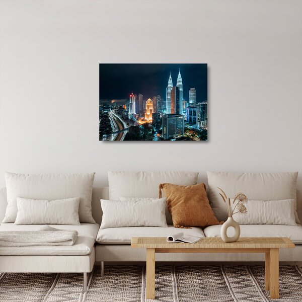 Tablou pe sticlă - Noaptea în Kuala Lumpur (70x50 cm)
