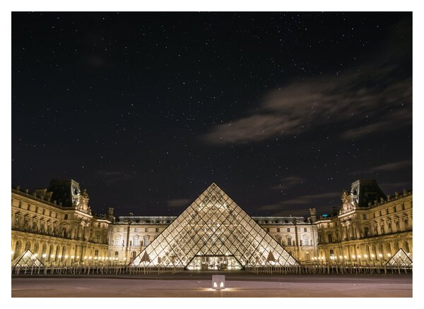 Tablou pe sticlă - Louvre nocturn (70x50 cm)