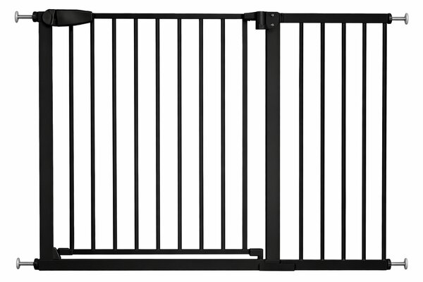 Poarta de siguranta copii Kidizi Rexa negru, reglabila 111-117 cm, montaj prin presiune, inchidere automata, certificata EN1930
