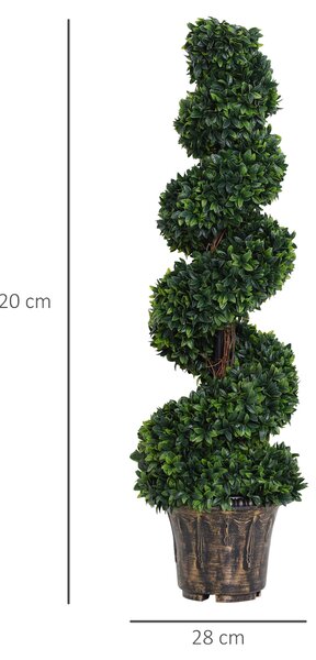Outsunny Plantă Artificială Decorativă Buxus în Spirală cu Ghiveci Inclus, Ф32x120 cm, Verde | Aosom Romania