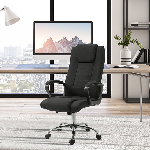 Vinsetto Scaun de Birou Ergonomic, Basculant și Captusit cu Înălțime Reglabilă, 62x76x110-119 cm, Negru | Aosom Romania