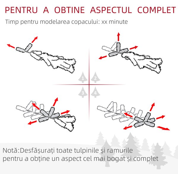 HOMCOM Brad de Crăciun Înzăpezit din PP Verde cu 492 Ramuri Ignifuge și Bază din Oțel Inoxidabil, Ø60x180 cm | Aosom Romania