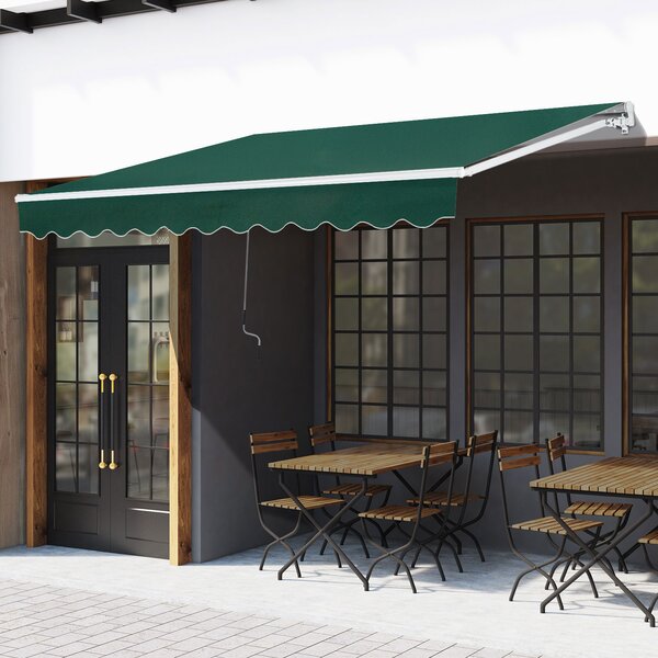 Copertină Retractabilă Manuală Outsunny pentru Verandă, 3x2 m, Verde | Aosom Romania