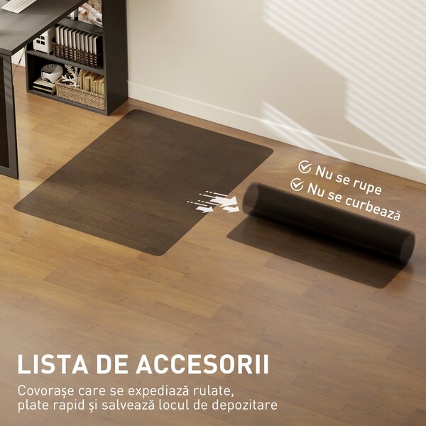 HOMCOM Covoraș Transparent din Plastic Negru 120x90 cm pentru Scaun de Birou | Aosom Romania