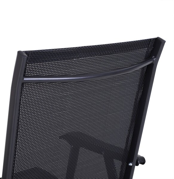 Outsunny Set 2 Scaune de Grădină Pliabile cu Brațe, Scaune pentru Prânz de Exterior din Metal și Texteline, pentru Terasă, Balcon, Curte, Interior și Exterior, 58x64x94cm, Negru | Aosom Romania