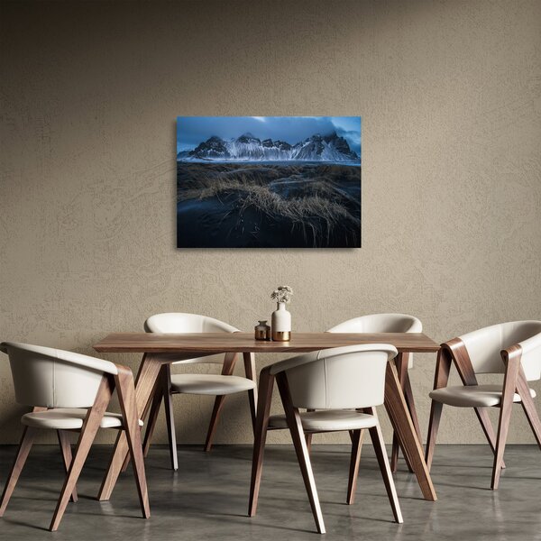 Tablou pe sticlă cu priveliște spre vărfurile Islanda (70x50 cm)