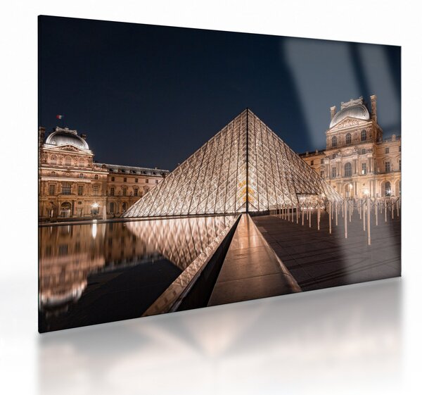 Tablou pe sticlă - Louvre noaptea (70x50 cm)